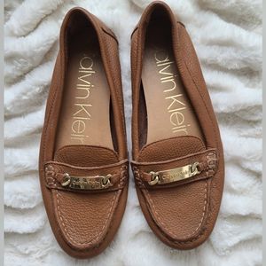 Calvin Klein size 6 Leather Slip On Loafer Leather Boat Shoes Moccasins